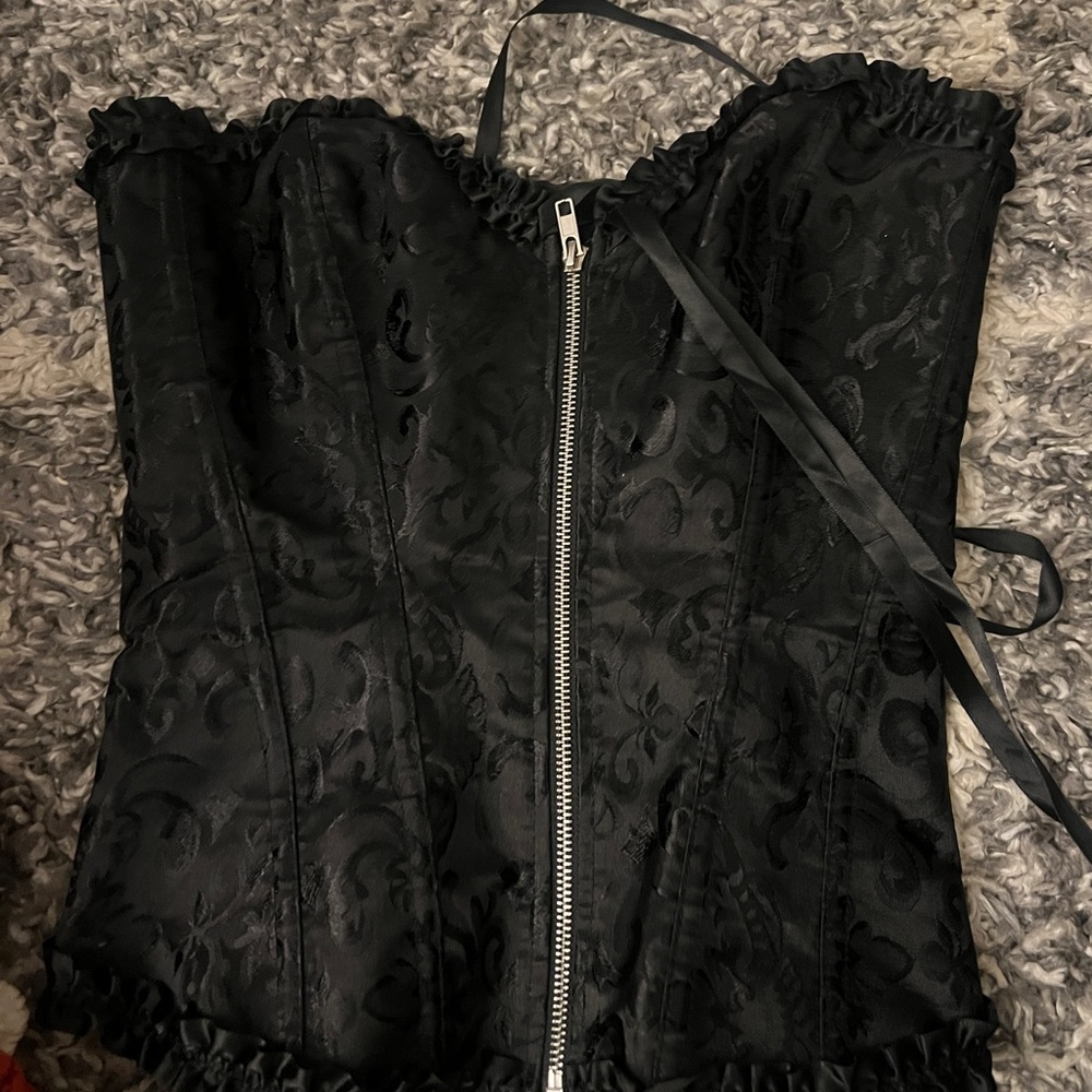 Black Brocade Corset Top